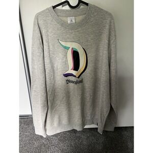 Disney Parks Disneyland "D" Logo Adult  xl Pullover Sweatshirt Grey NWT
